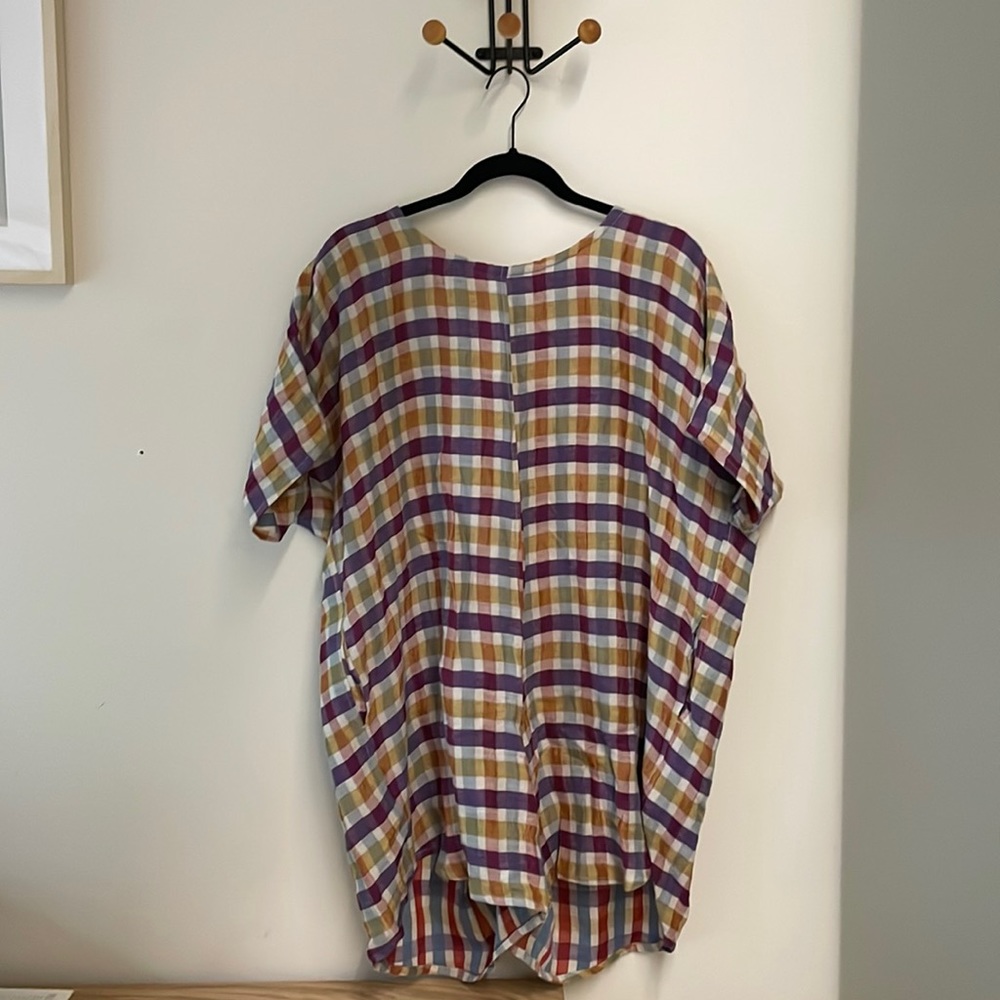 NWOT Gravel and Gold Rancho Romper in plaid. Pockets, 2 buttons in back. Size 1